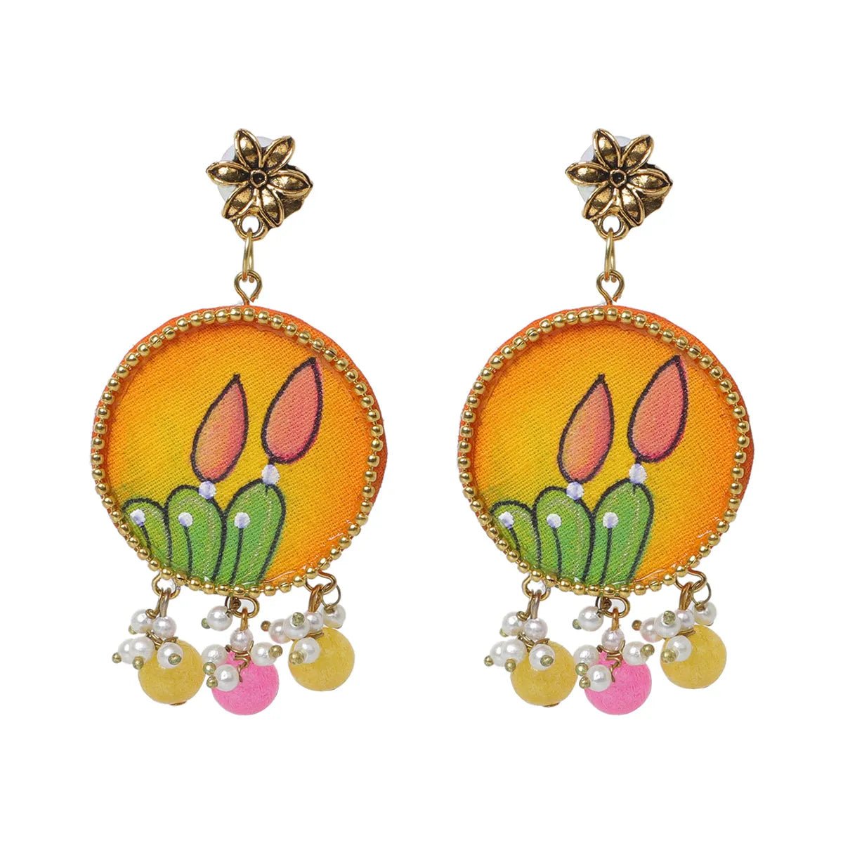 Dusk Traditional Multi Color Hand Painted Drop (Earrings) HP - ER - 058 - KHOJ.CITY