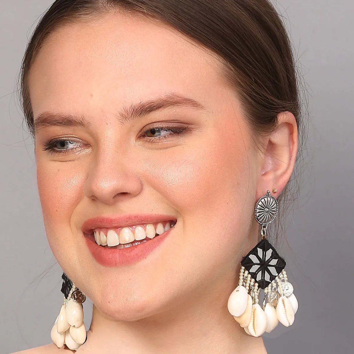 Ebony Multi Color Handmade Drop (Earrings) HM - ER - 022 - KHOJ.CITY