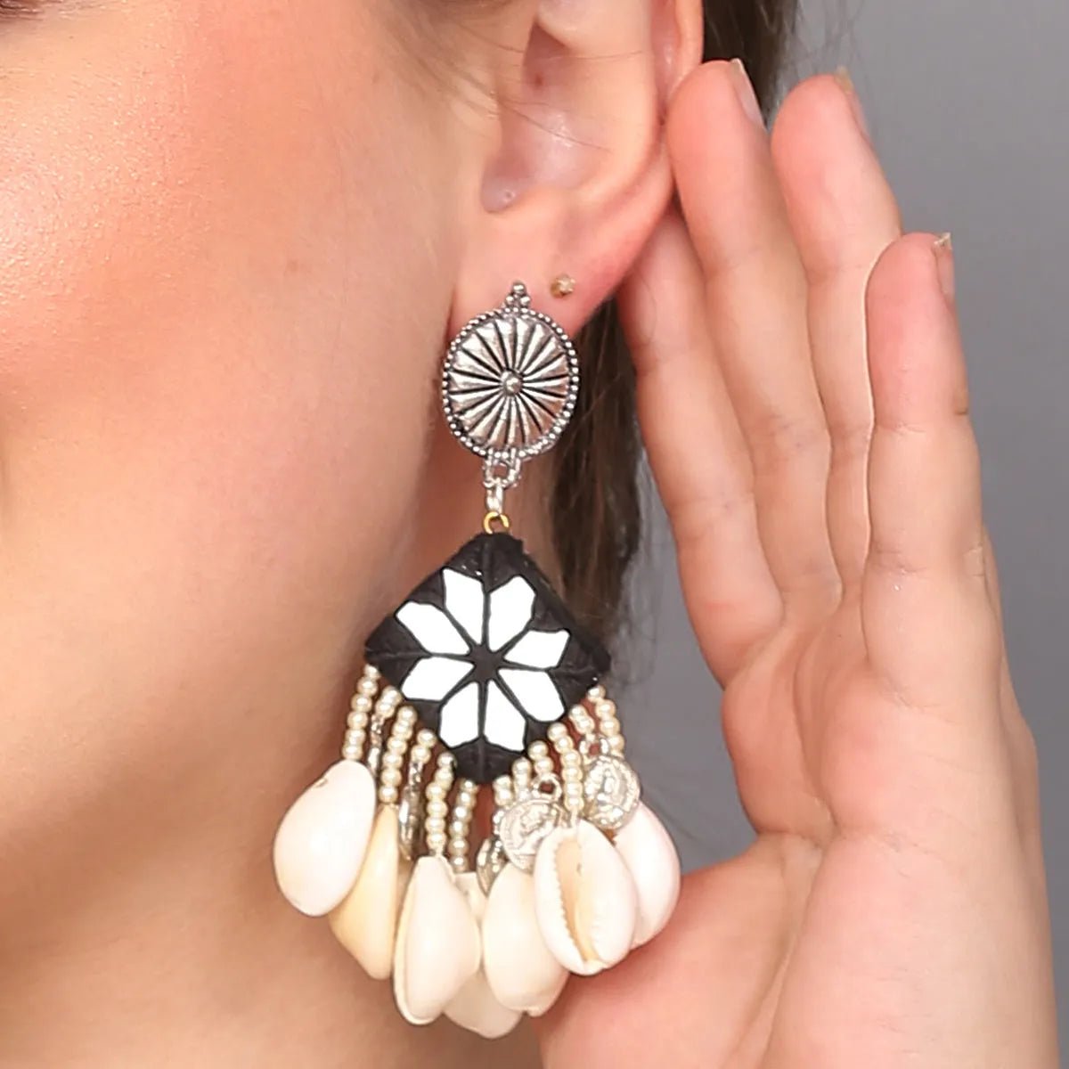 Ebony Multi Color Handmade Drop (Earrings) HM - ER - 022 - KHOJ.CITY