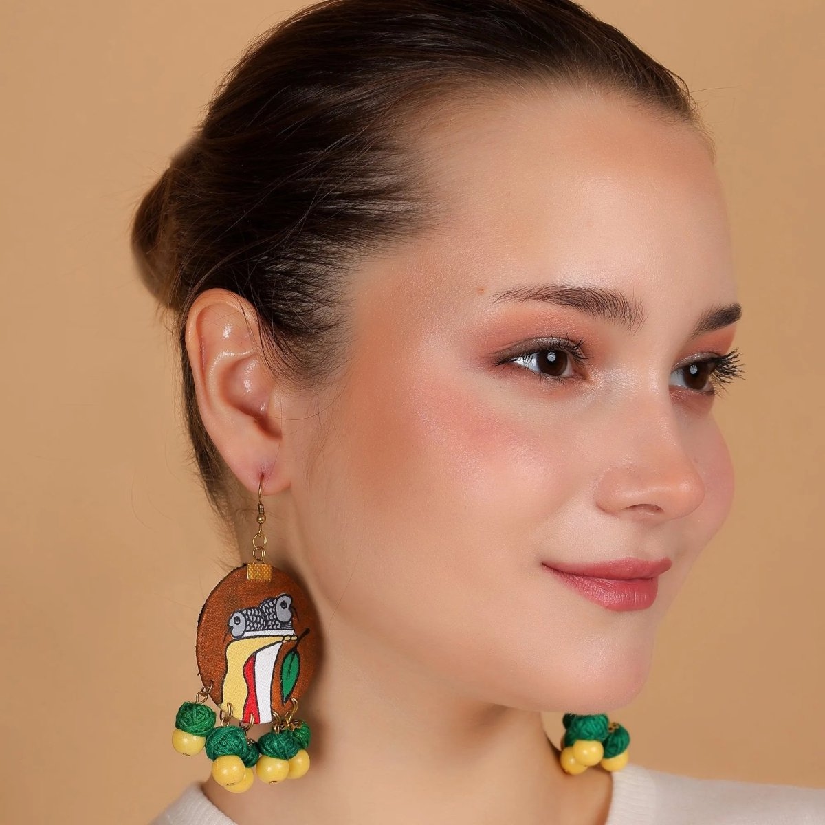 Eclectic Classic Multi Color Hand Painted Drop (Earrings) HP - ER - 204 - KHOJ.CITY