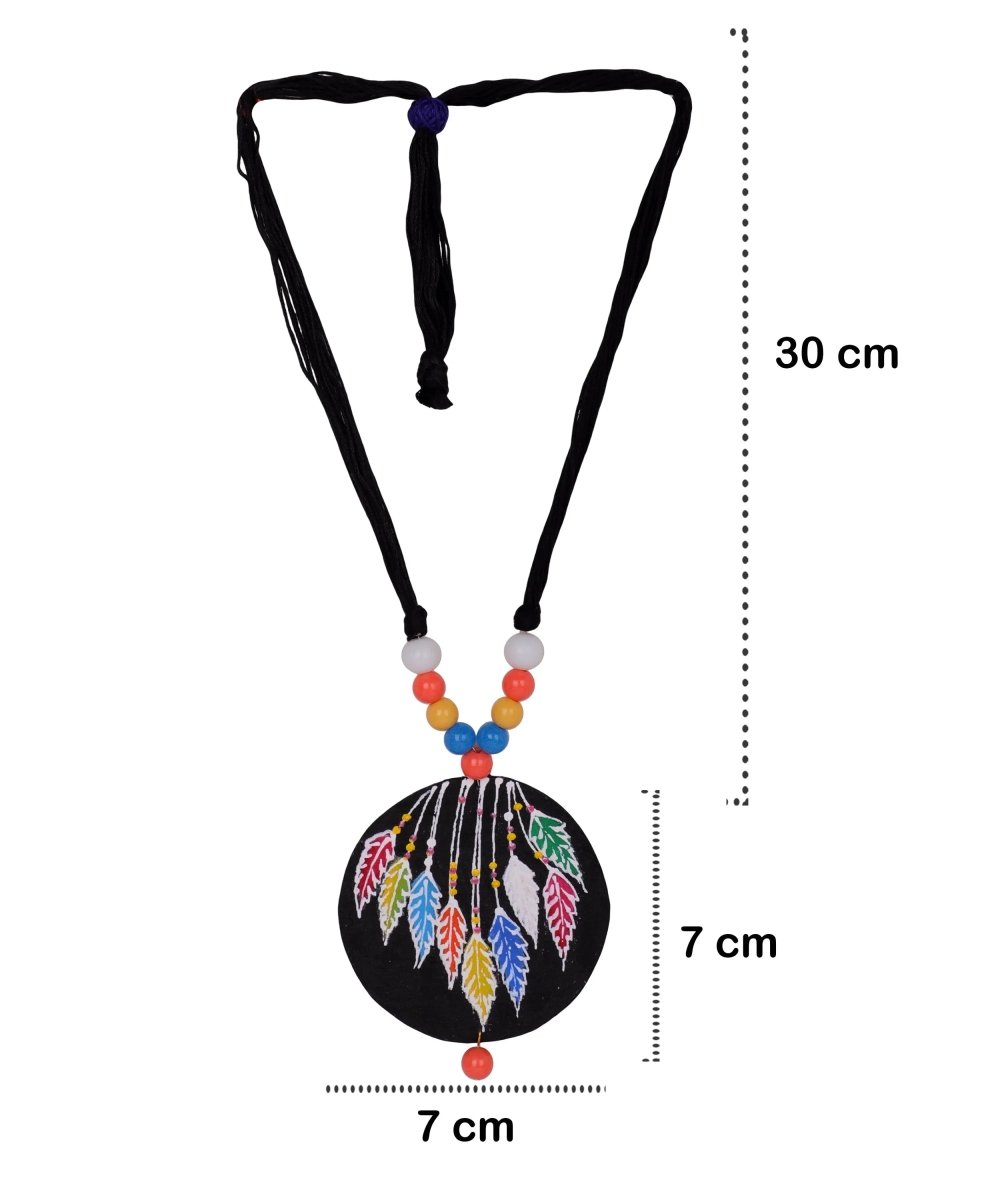 Feathered Field Bohemian Multi Color Hand Painted (Necklace Set) HP - NP - 040 - KHOJ.CITY