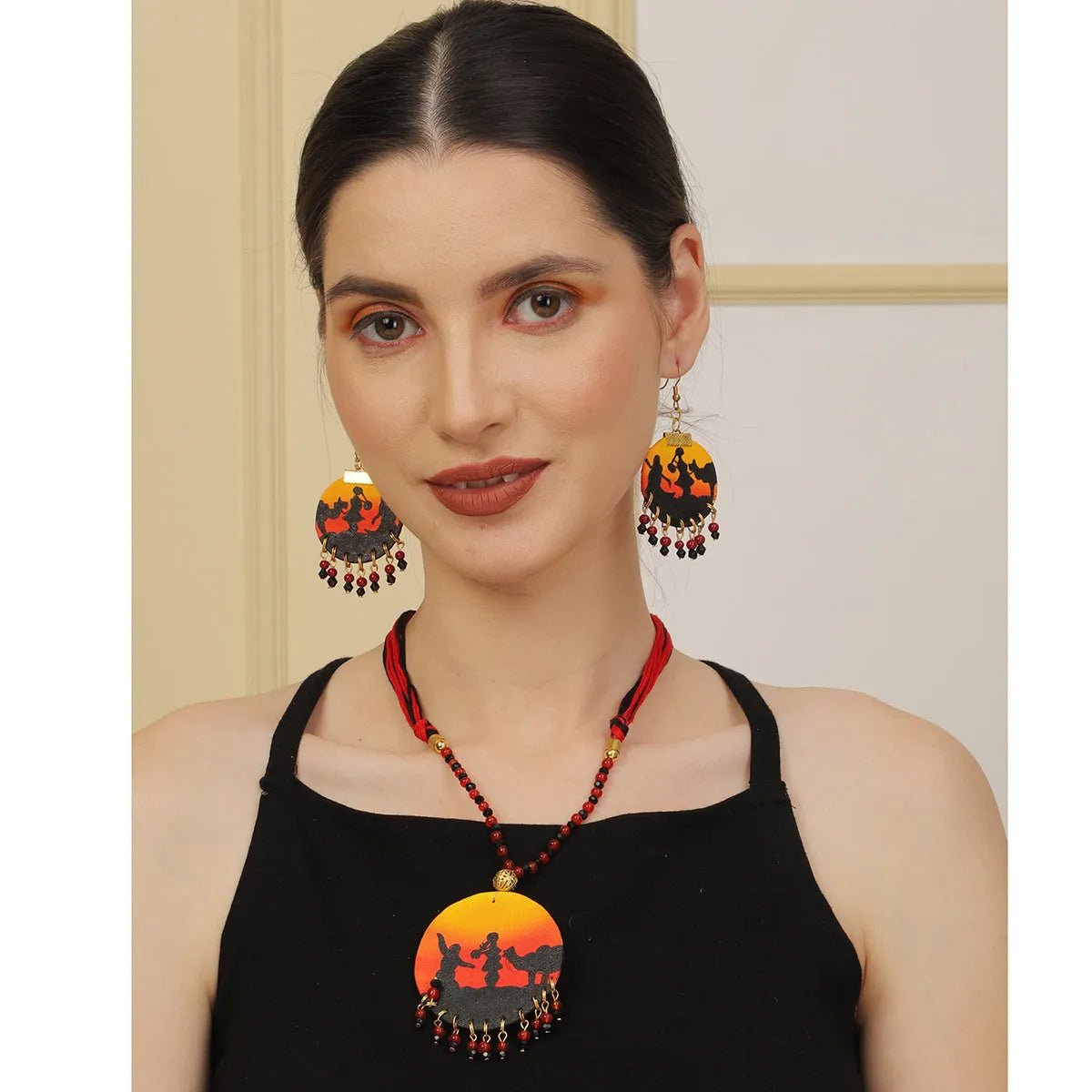 Folklore Modern Multi Color Hand Painted (Necklace set) HP - NP - KHOJ.CITY
