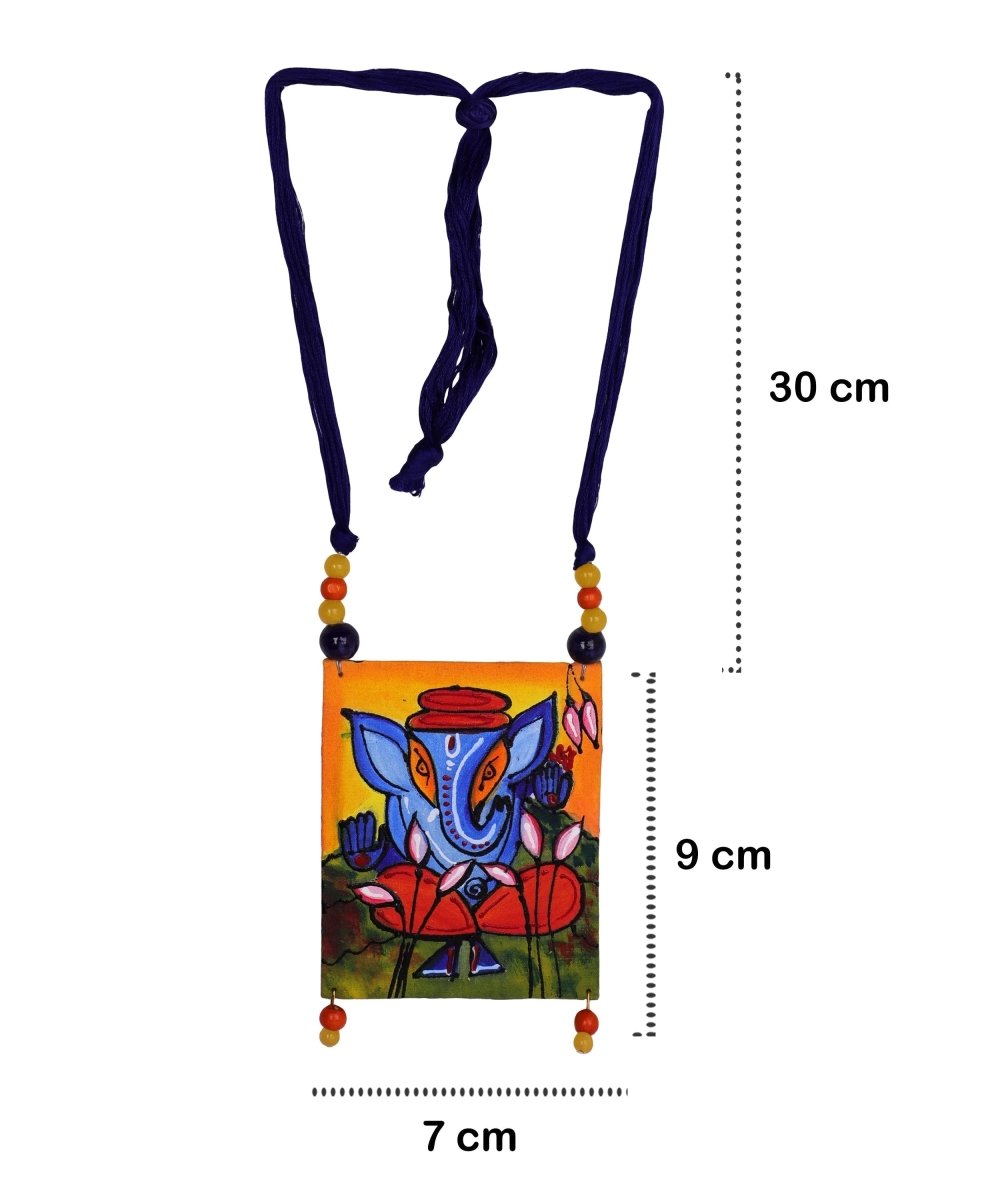 Gajaraj Mumbai Cha Ganesha Traditional Multi Color Hand Painted (Necklace) HP - NP - 143 - KHOJ.CITY