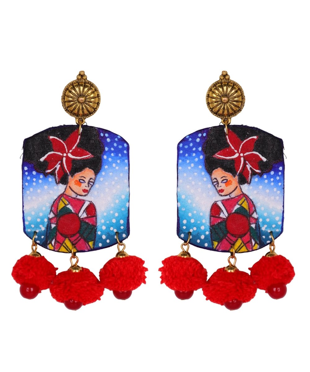 Galaxy Urban Naari Bohemian Multi Color Hand Painted Drop (Earrings) HP - ER - 193 - KHOJ.CITY