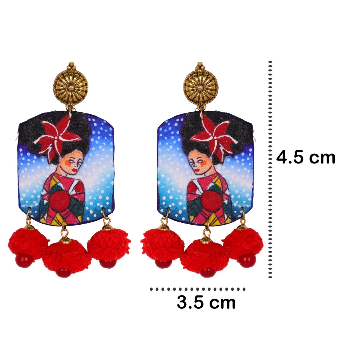 Galaxy Urban Naari Bohemian Multi Color Hand Painted Drop (Earrings) HP - ER - 193 - KHOJ.CITY