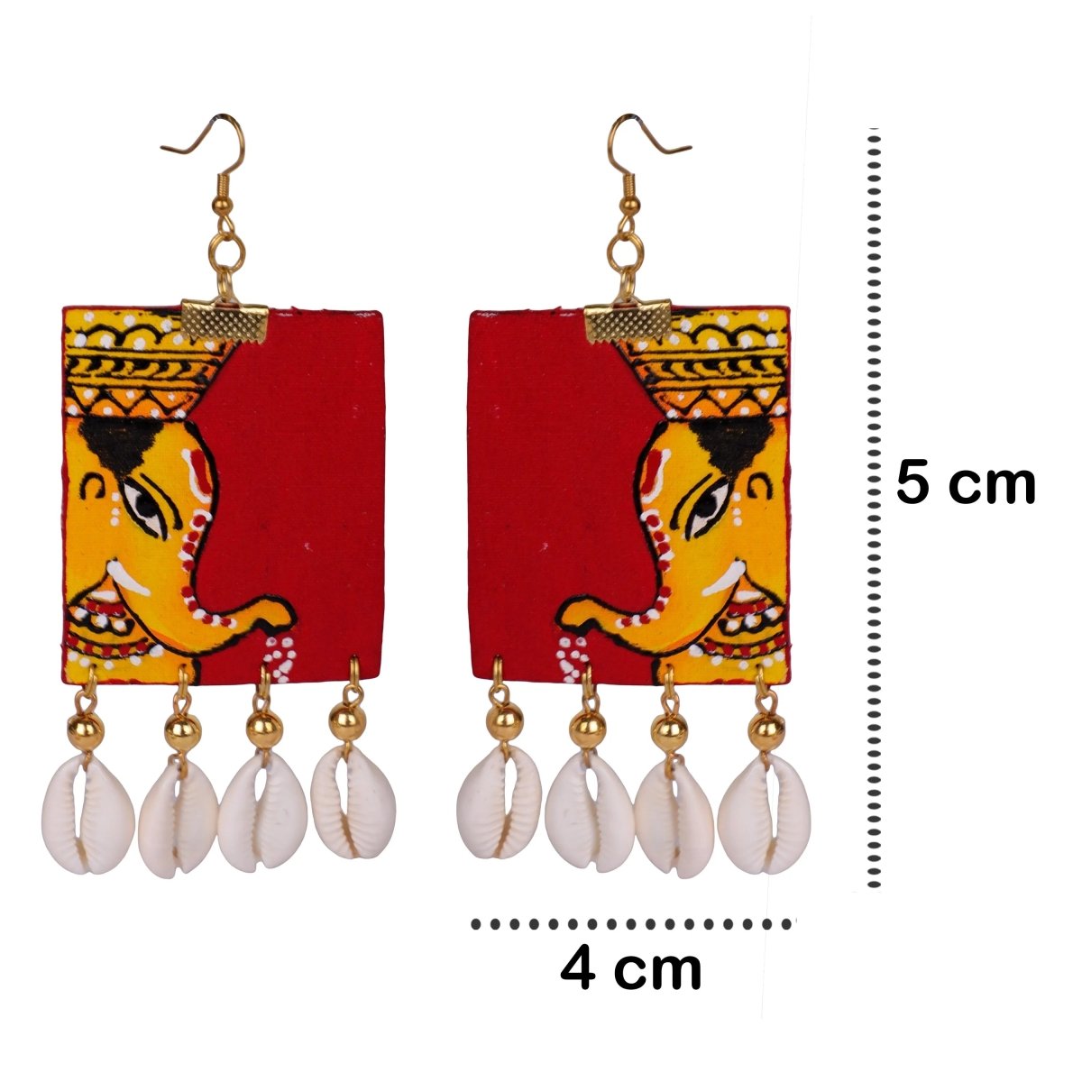 Ganarajya Mumbai Cha Ganesha Traditional Multi Color Hand Painted Drop (Earrings) HP - ER - 138 - KHOJ.CITY