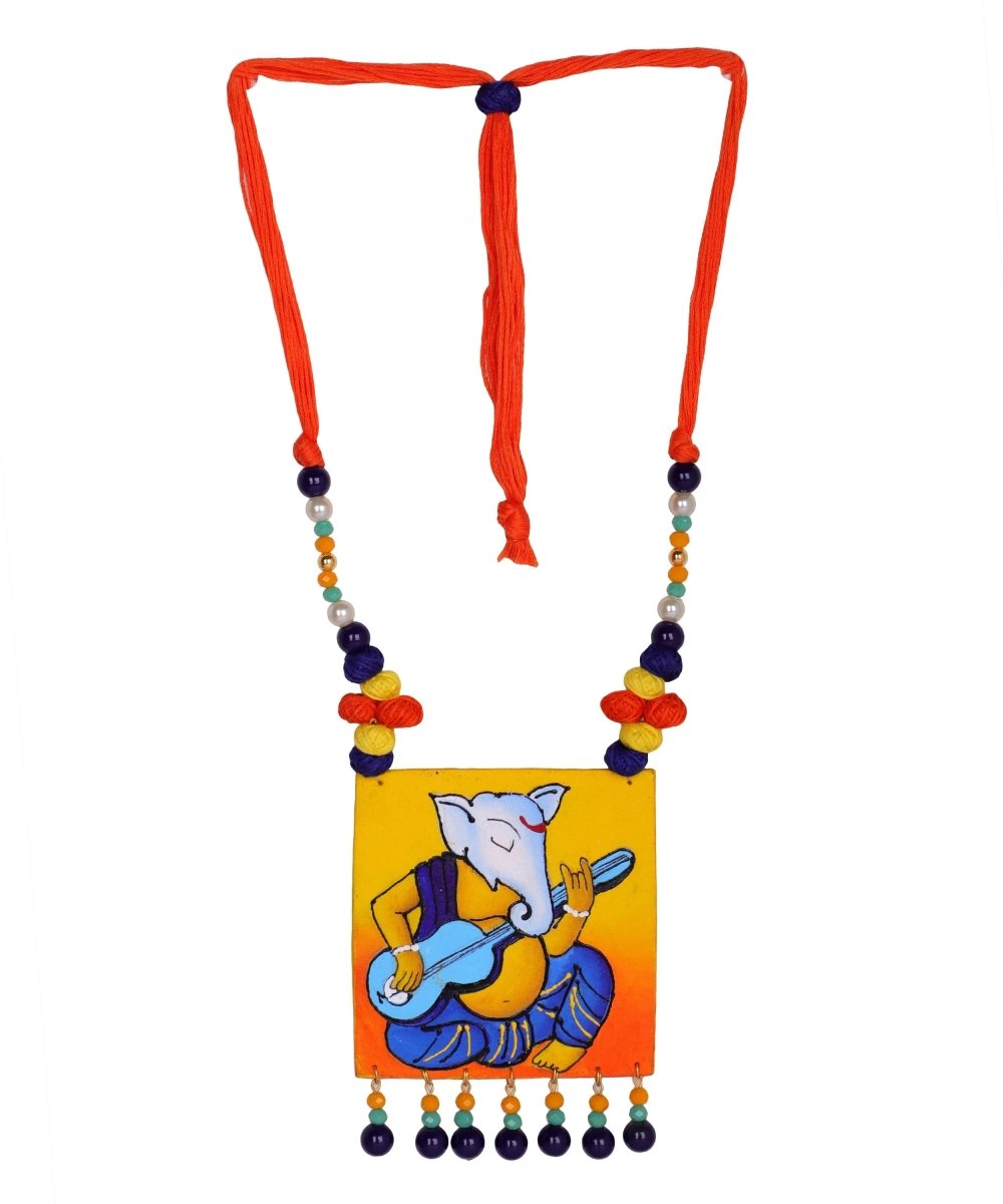 Geet Mumbai Cha Ganesha Traditional Multi Color Hand Painted (Necklace) HP - NP - 145 - KHOJ.CITY