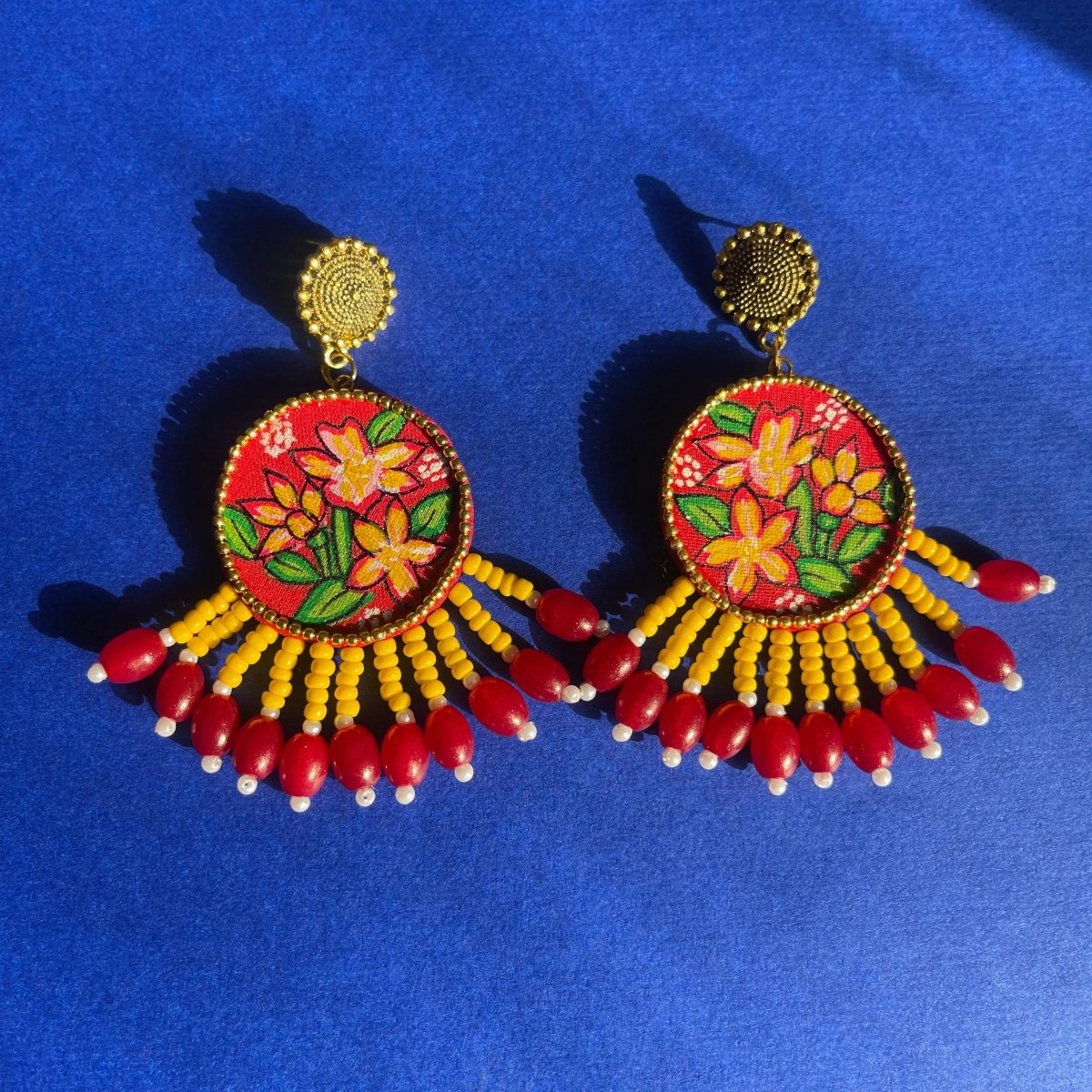 Gladiolus Traditional Red Handmade Drop (Earrings) HP - ER - KHOJ.CITY