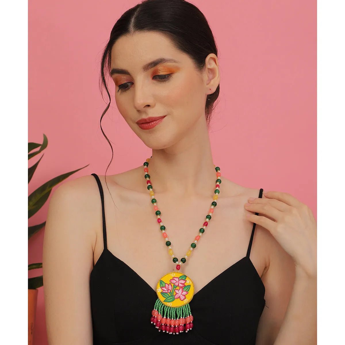 Gladiolus Traditional Yellow Handmade (Necklace) HP - NP - KHOJ.CITY