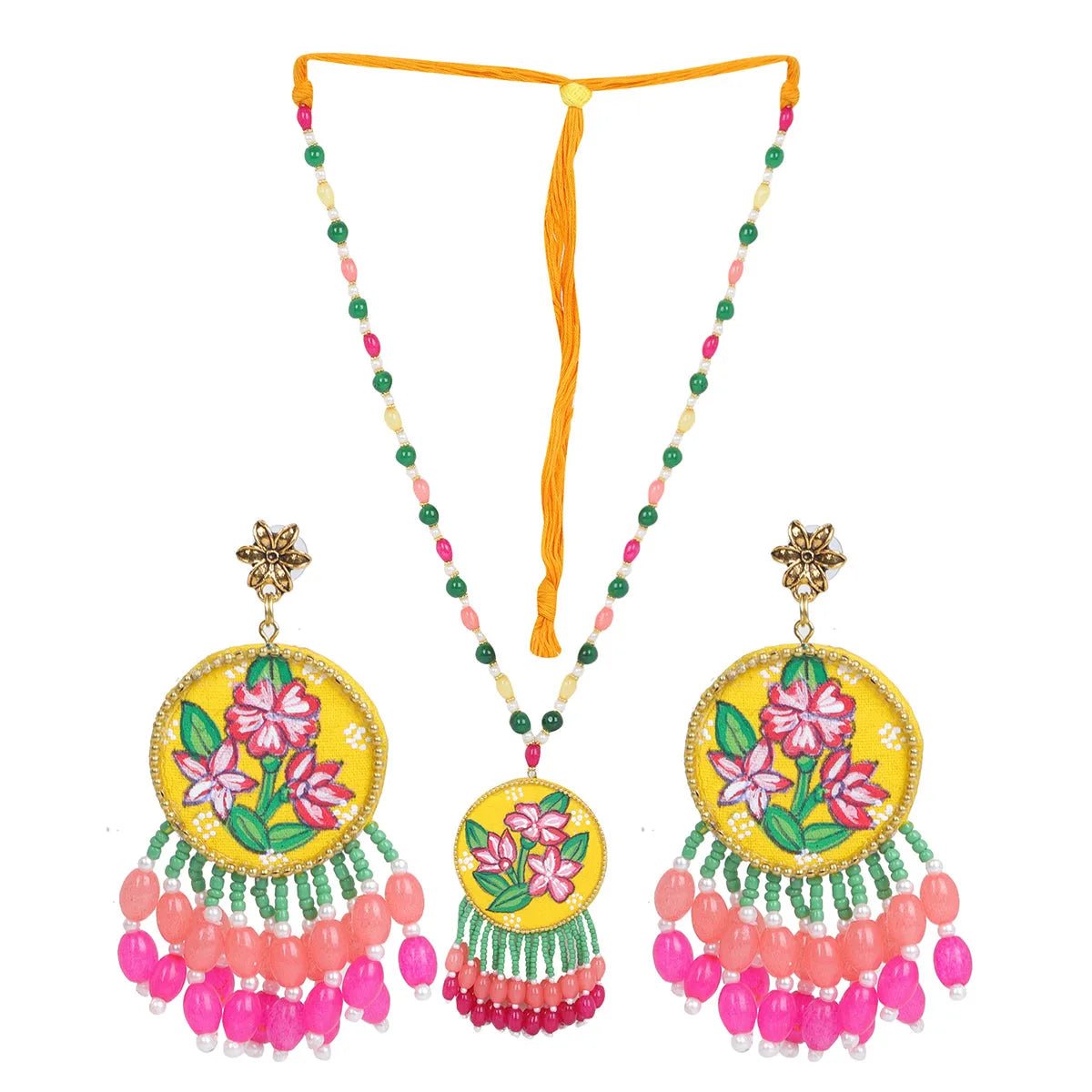 Gladiolus Traditional Yellow Handmade (Necklace set) HP - NP - KHOJ.CITY