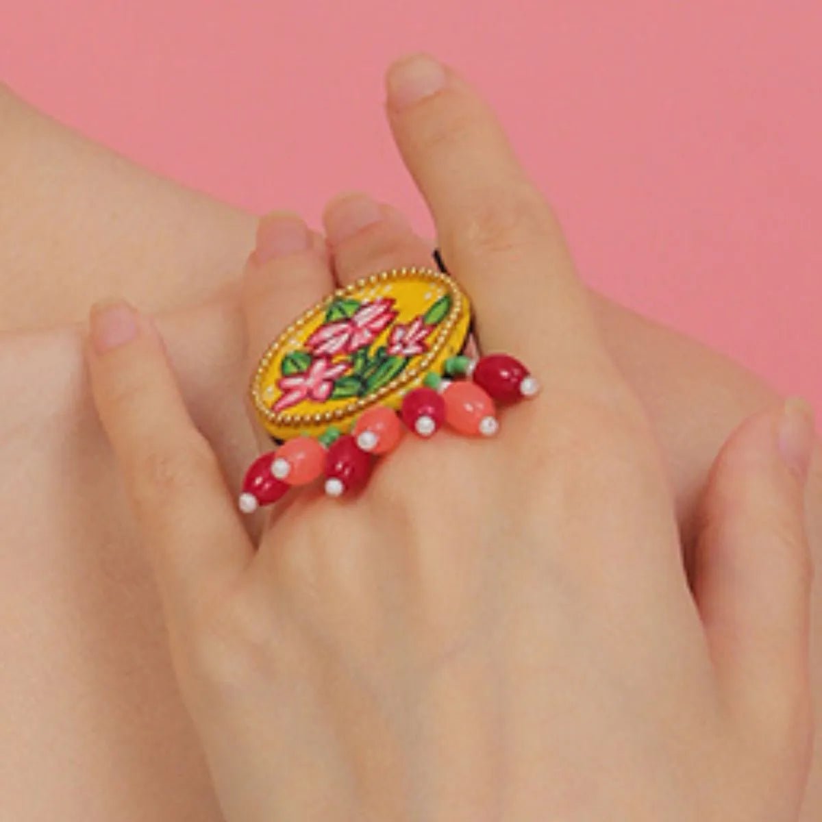 Gladiolus Traditional Yellow Handmade (Ring) HP - RG - KHOJ.CITY