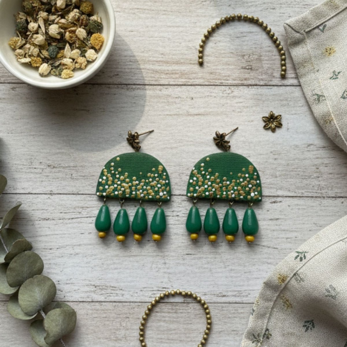 Gold Drip Multi Color Hand Painted Drop (Earrings) HP - ER - KHOJ.CITY