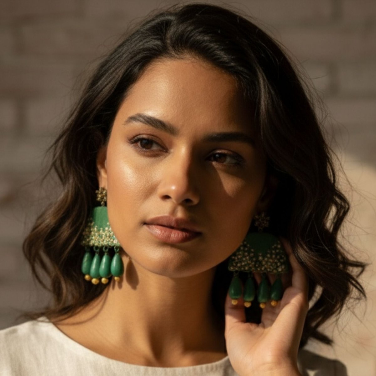 Gold Drip Multi Color Hand Painted Drop (Earrings) HP - ER - KHOJ.CITY