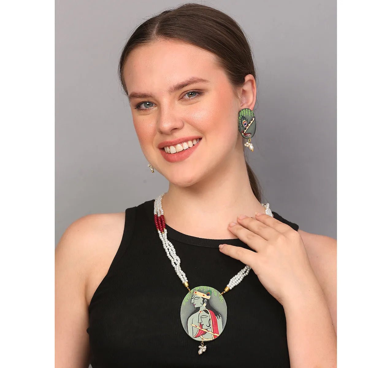 Gopi Brij Ke Kanha Traditional Multi Color Handmade (Necklace set) HP - NP - KHOJ.CITY