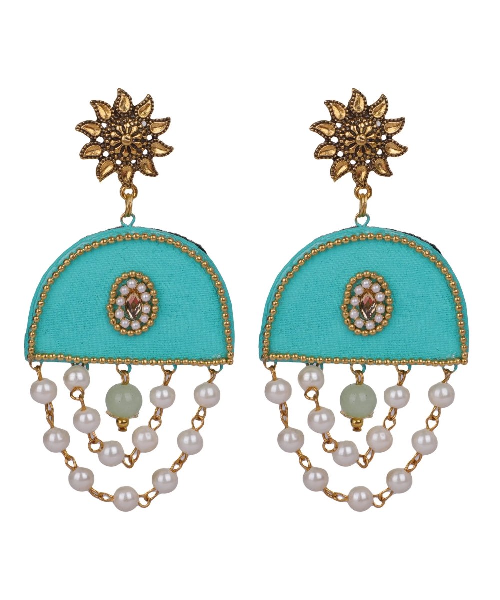 Green Dome Traditional Multi Color Handmade Drop (Earrings) HM - ER - 050 - KHOJ.CITY