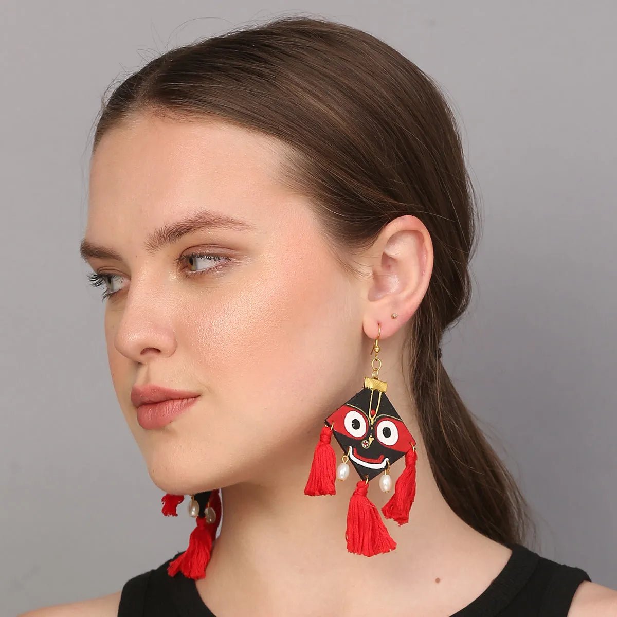 Hari Jagannath Traditional Multi Color Hand Painted Drop (Earrings) HP - ER - 153 - KHOJ.CITY