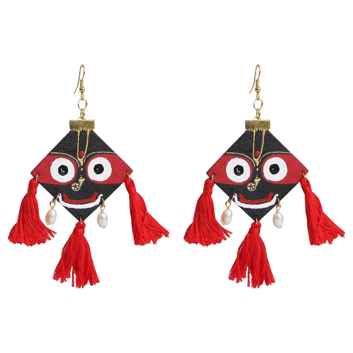Hari Jagannath Traditional Multi Color Hand Painted Drop (Earrings) HP - ER - 153 - KHOJ.CITY