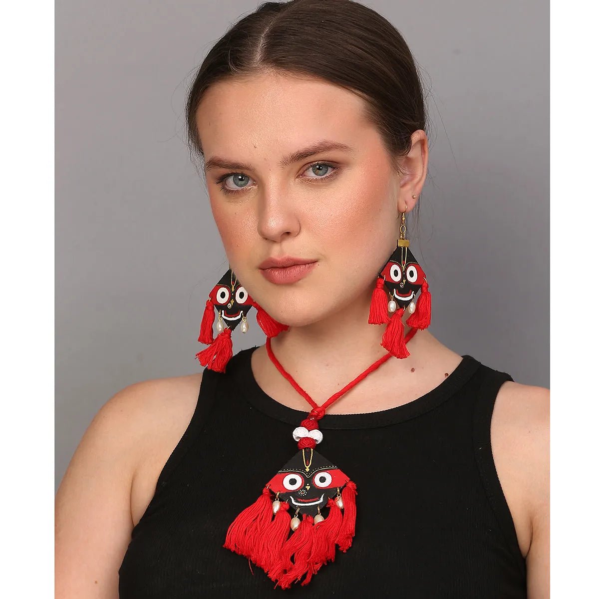 Hari Jagannath Traditional Red Handmade (Necklace set) HP - NP - KHOJ.CITY