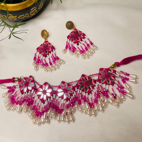 Harper Handcrafted Pink (Choker set) - KHOJ.CITY