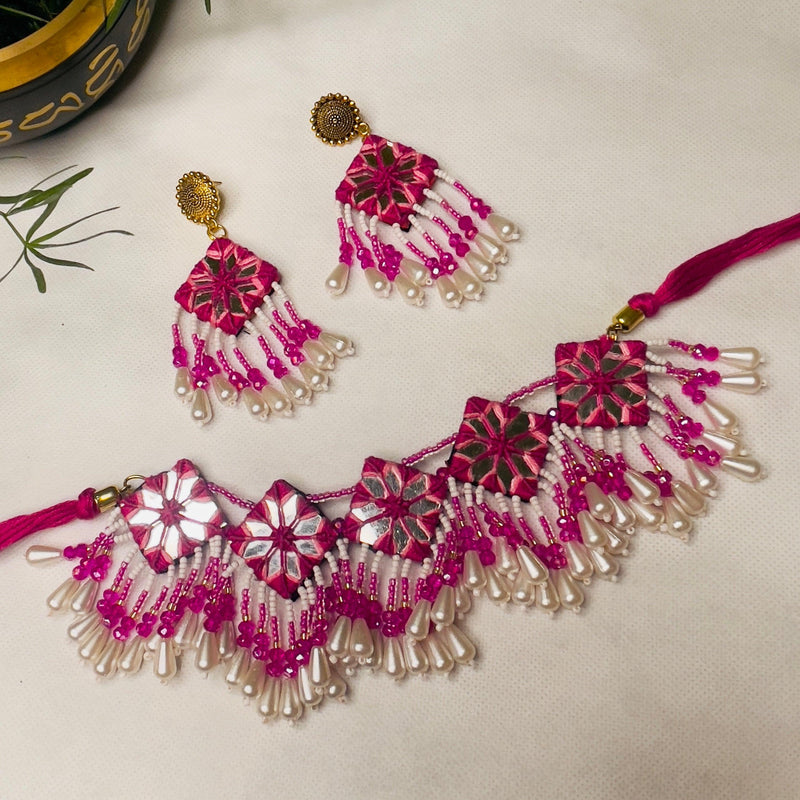 Harper Handcrafted Pink (Choker set) - KHOJ.CITY