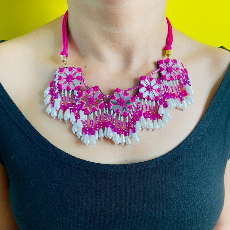 Harper Handcrafted Pink (Choker set) - KHOJ.CITY
