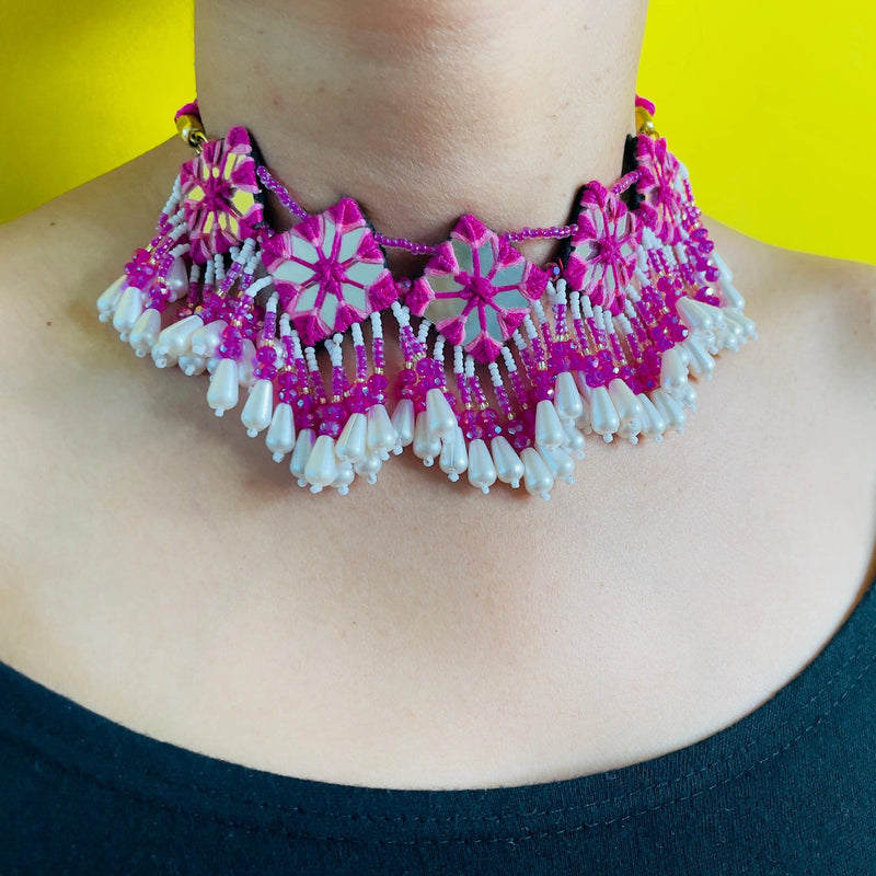 Harper Handcrafted Pink (Choker set) - KHOJ.CITY