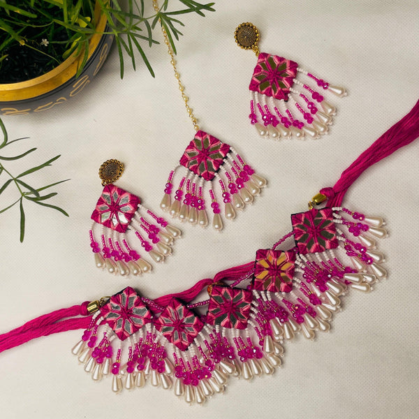 Harper Handcrafted Pink (Choker Shaadi Set) - KHOJ.CITY