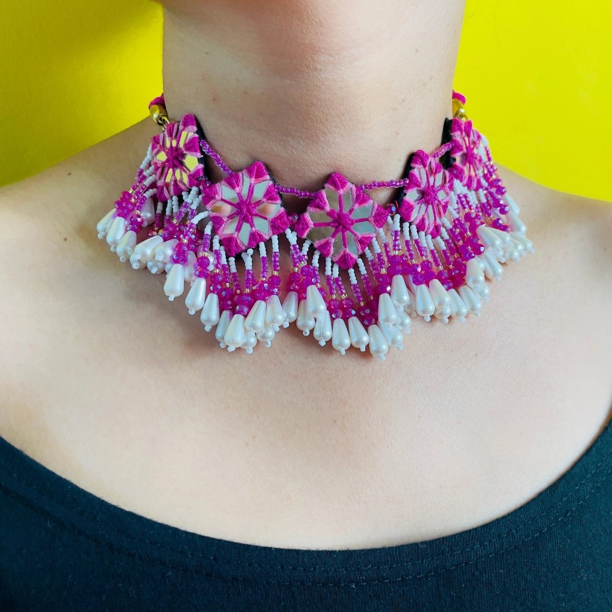 Harper Mirror Classic Multi Color Handmade Bridal Jewellery (Choker set) - 018 - KHOJ.CITY