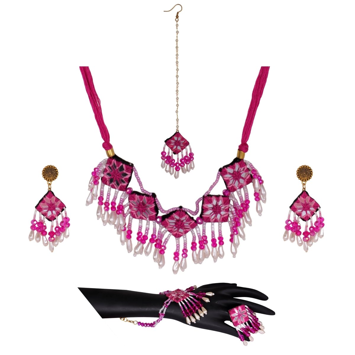 Harper Mirror Classic Multi Color Handmade Bridal Jewelry (Shaadi Set) - 005 - KHOJ.CITY