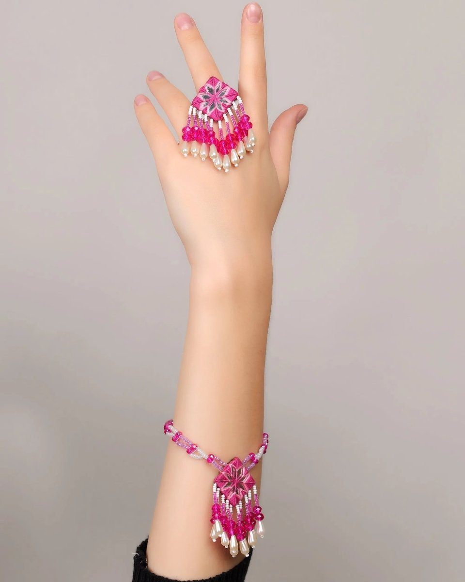 Harper Mirror Classic Multi Color Handmade Bridal Jewelry (Shaadi Set) - 005 - KHOJ.CITY