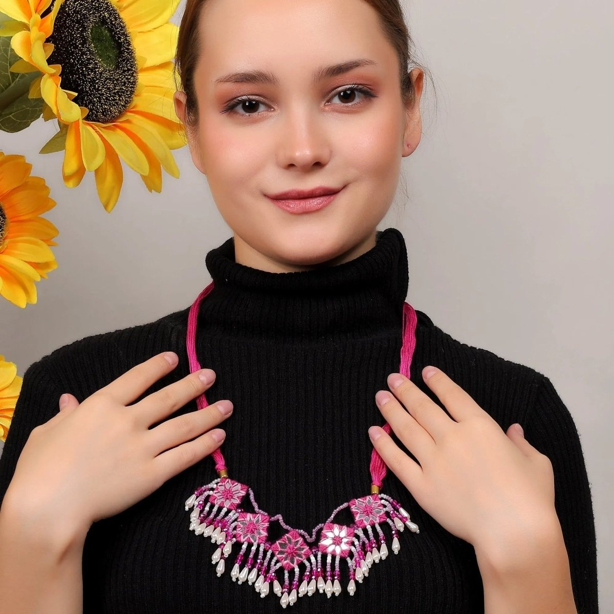 Harper Mirror Classic Multi Color Handmade (Choker Set) HM - NP - 006 - KHOJ.CITY