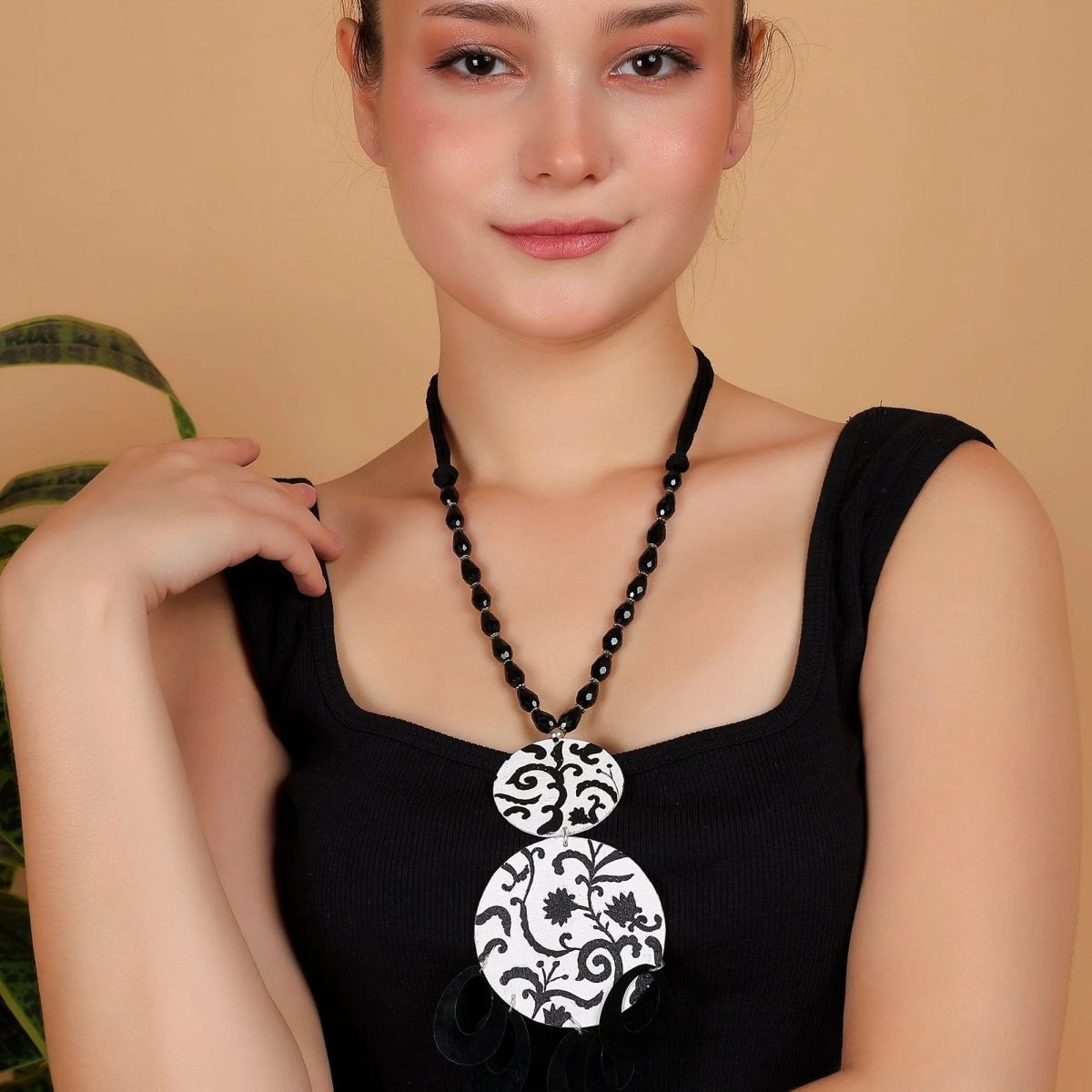 Jet Black Classic Multi Color Hand Painted (Necklace Set) HP - NP - 192 - KHOJ.CITY