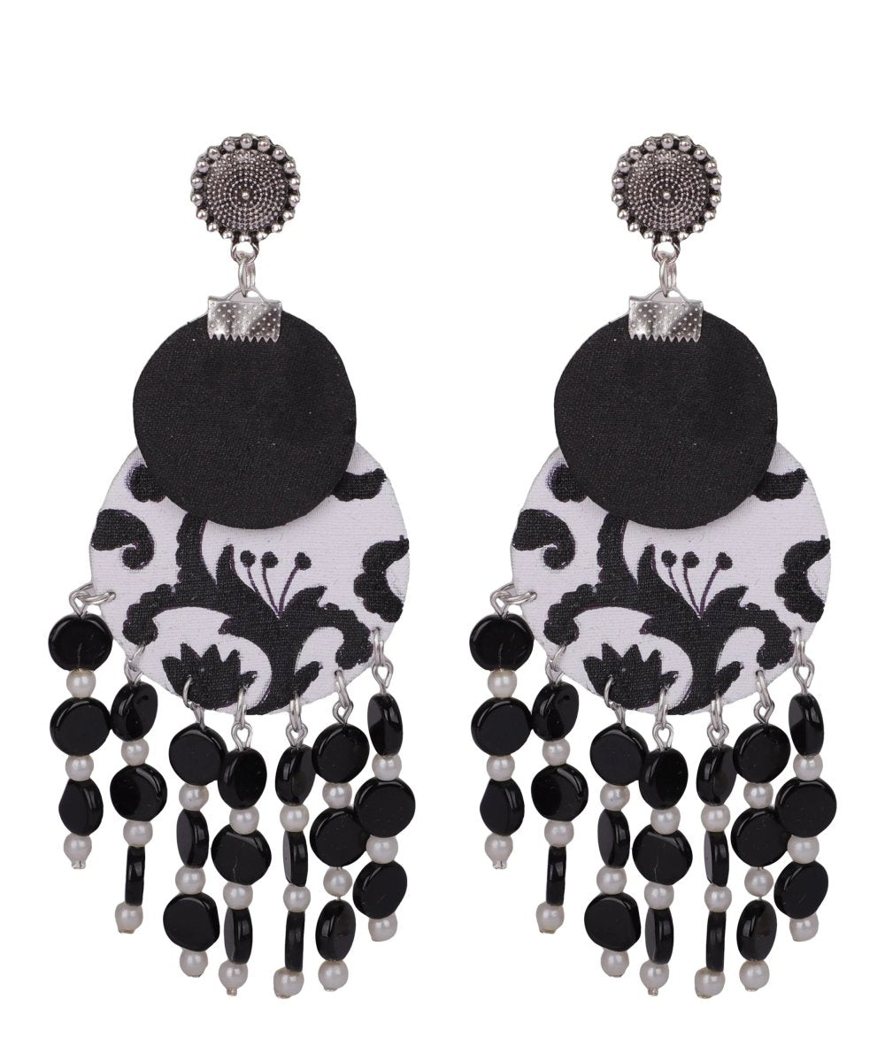 Jet Black Traditional Multi Color Hand Painted Drop (Earrings) HP - ER - 083 - KHOJ.CITY