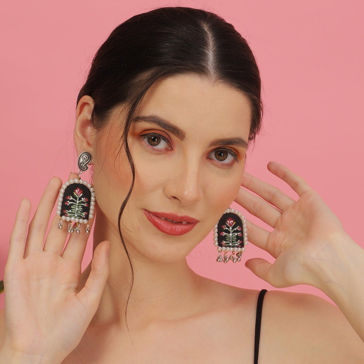 Jharokha Traditional Multi Color Hand Painted Drop (Earrings) HP - ER - 067 - KHOJ.CITY