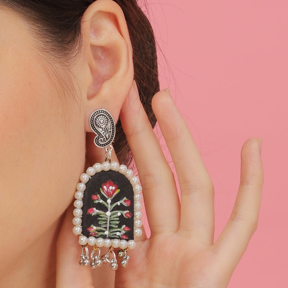 Jharokha Traditional Multi Color Hand Painted Drop (Earrings) HP - ER - 067 - KHOJ.CITY