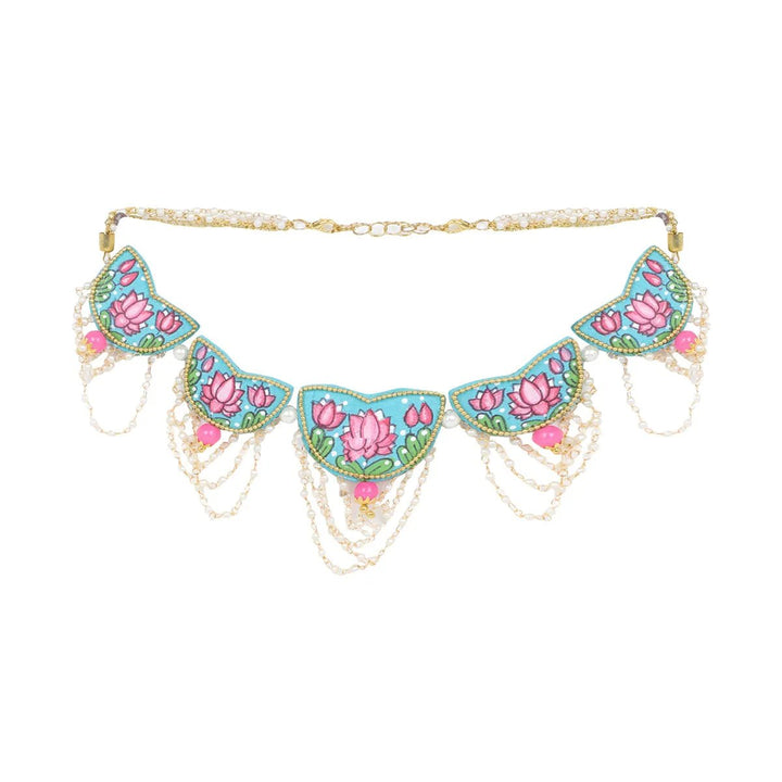 Kaatyayani Classic Teal Blue Hand Painted (Choker) HP-NP-