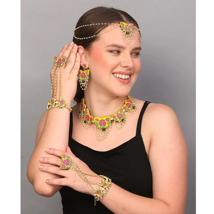 Kaatyayani Haldi Classic Hand Painted Bridal Jewelry (Shaadi Set) -019