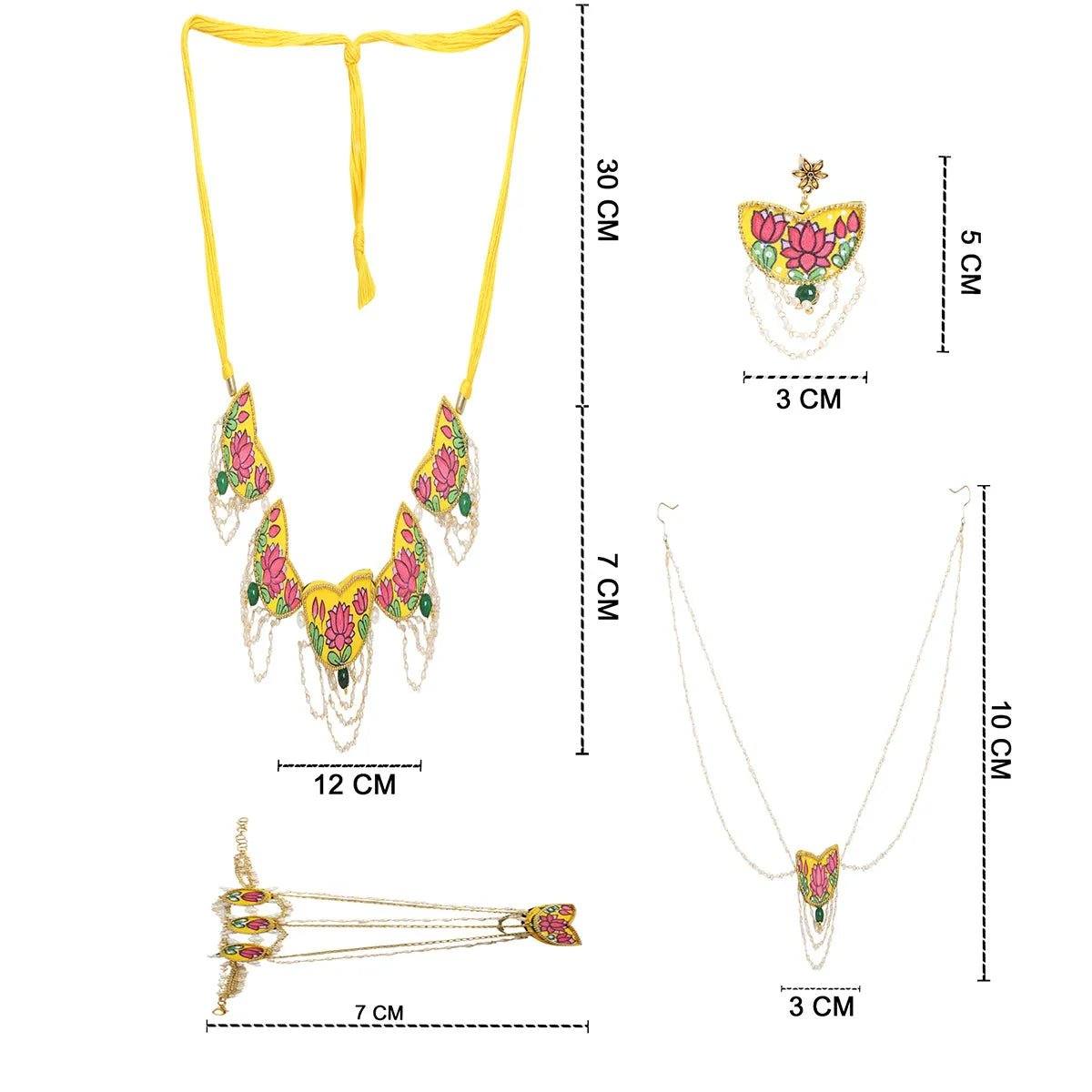 Kaatyayani Haldi Classic Hand Painted Bridal Jewelry (Shaadi Set) - 019 - KHOJ.CITY