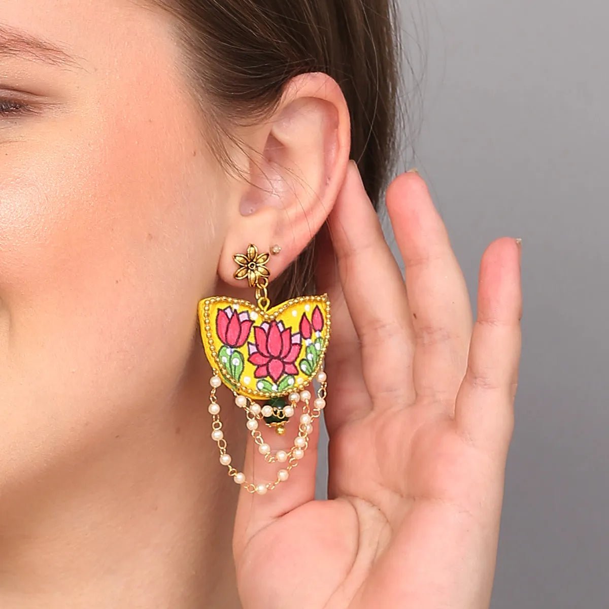 Kaatyayani Haldi Classic Multi Color Handmade Drop (Earrings) HP - ER - 088 - KHOJ.CITY