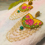 Kaatyayani Handpainted Haldi Yellow (Earrings) - KHOJ.CITY