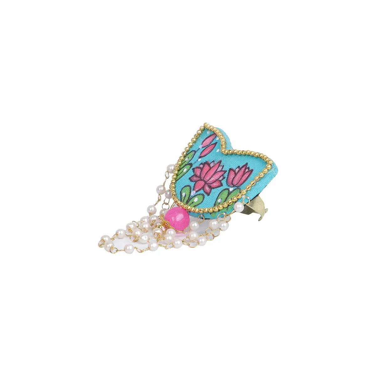 Kaatyayani Teal Blue Classic Hand Painted Bridal Jewelry (Shaadi Set) - KHOJ.CITY