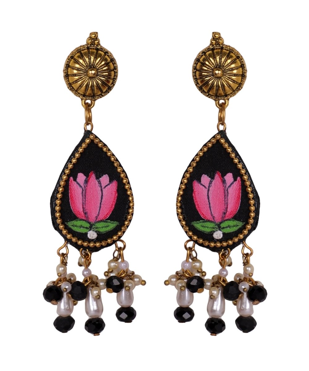 Kali Black Multi Color Hand Painted Drop (Earrings) HP - ER - 206 - KHOJ.CITY