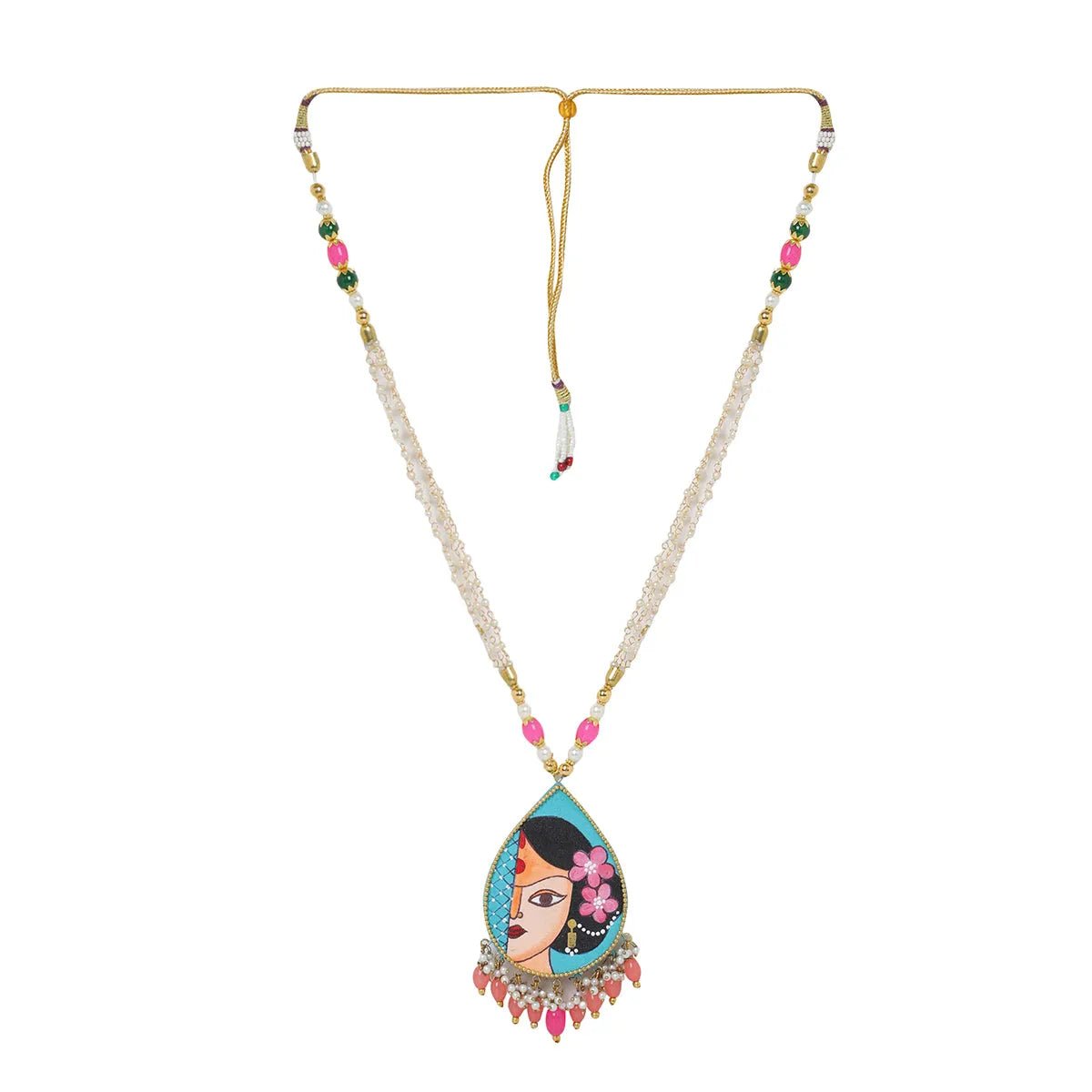 Kalyani Classic Teal Blue Hand Painted (Necklace) HP - NP - 049 - KHOJ.CITY
