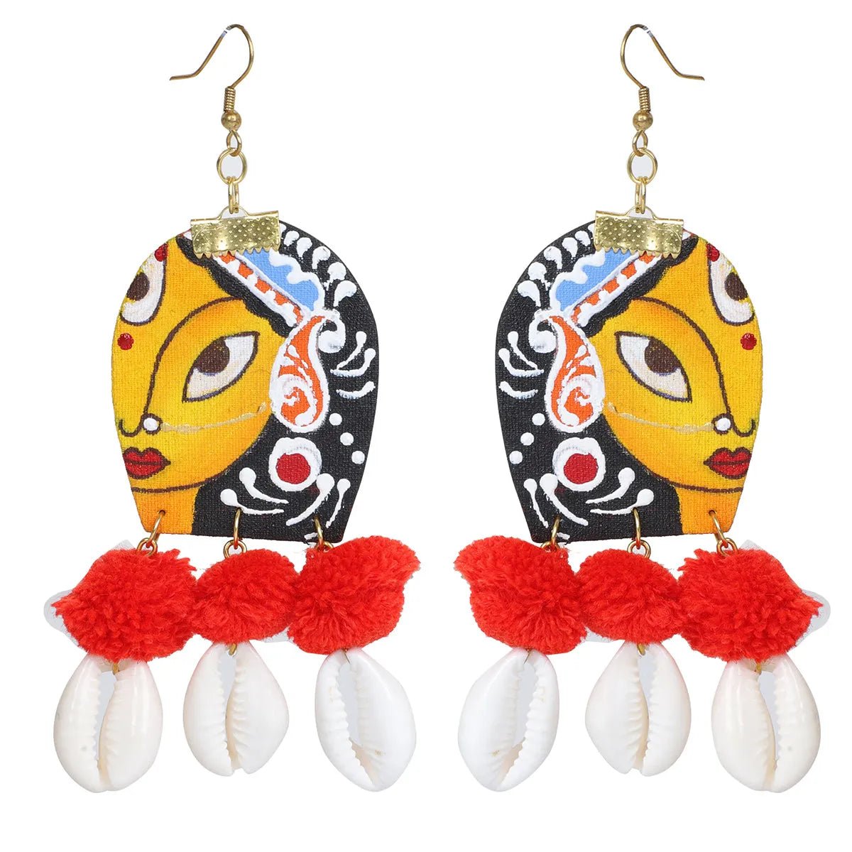 Kapalini Durga Traditional Multi Color Hand Painted Drop (Earrings) HP - ER - 090 - KHOJ.CITY