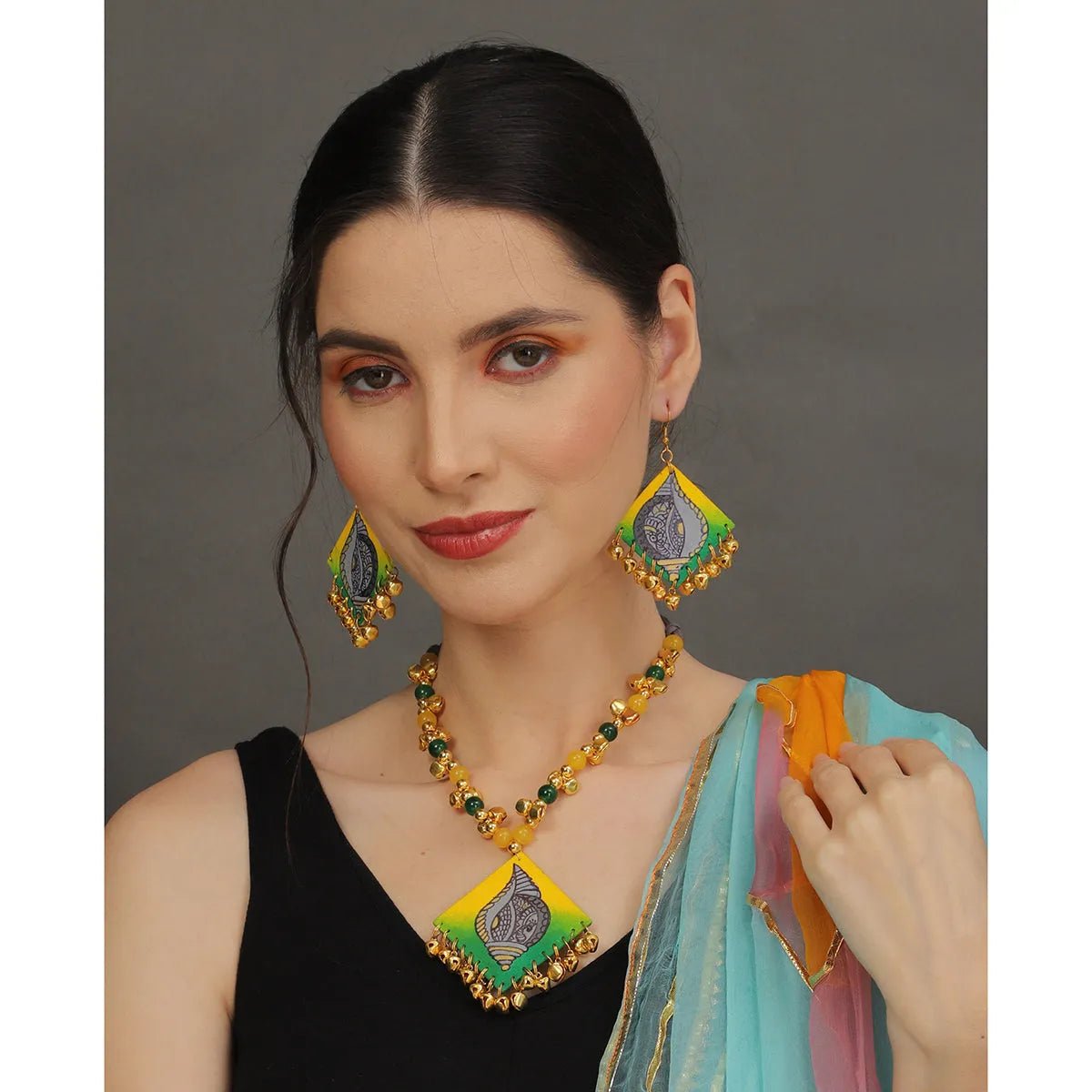 Kaudi Design Classic Multi Color Hand Painted (Necklace Set) HP - NP - KHOJ.CITY