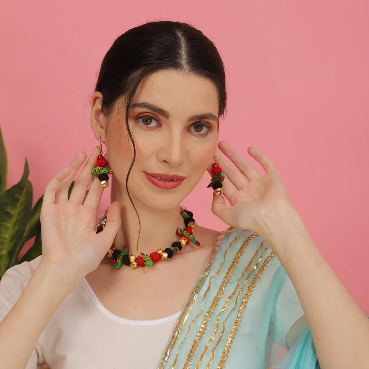 Keers Parrot Bohemian Multi Color Handmade (Choker Set) HM - NP - 007 - KHOJ.CITY