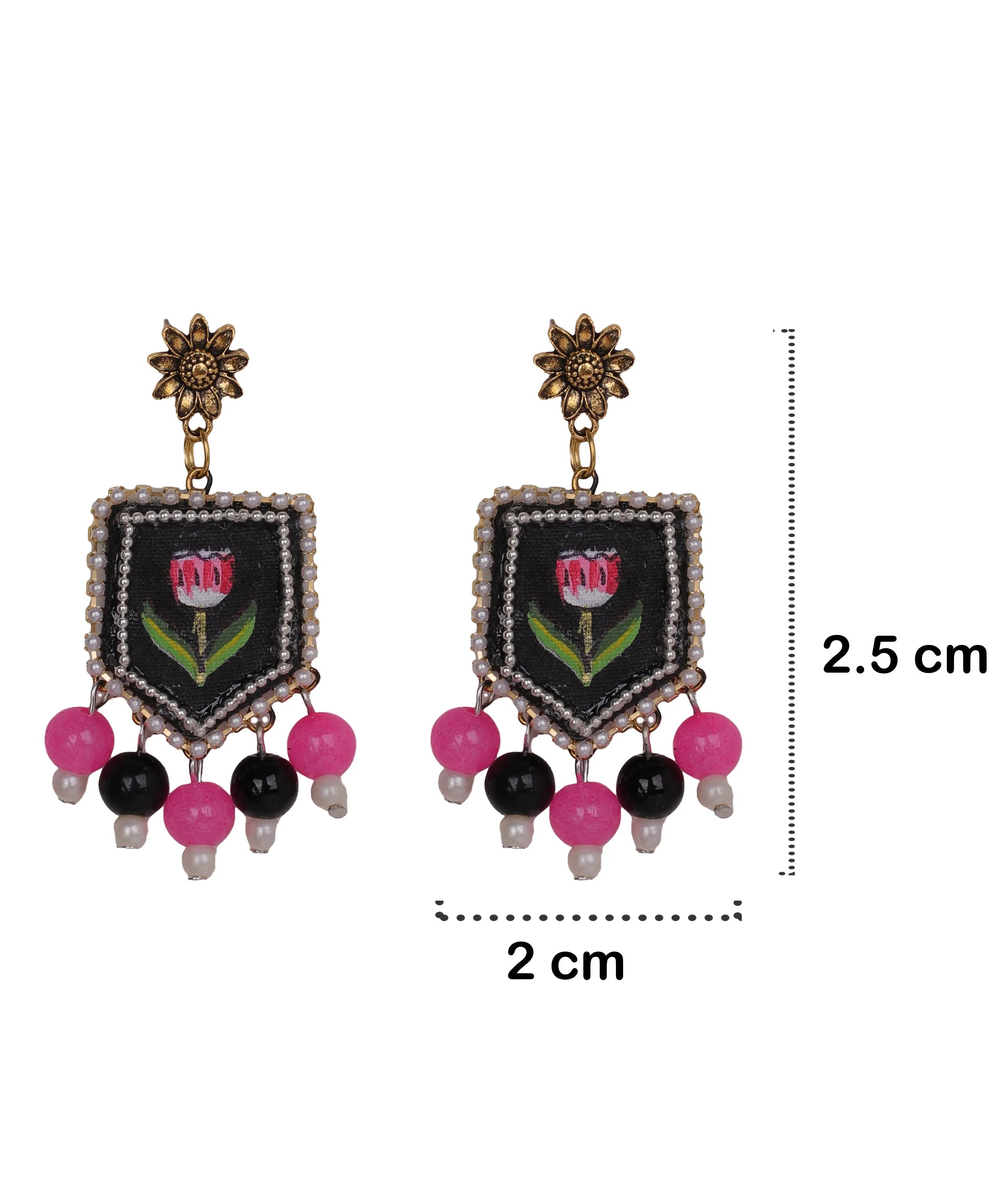 Corsen Traditional Multi Color Hand Painted Drop (Earrings) HP-ER-044 - KHOJ.CITY