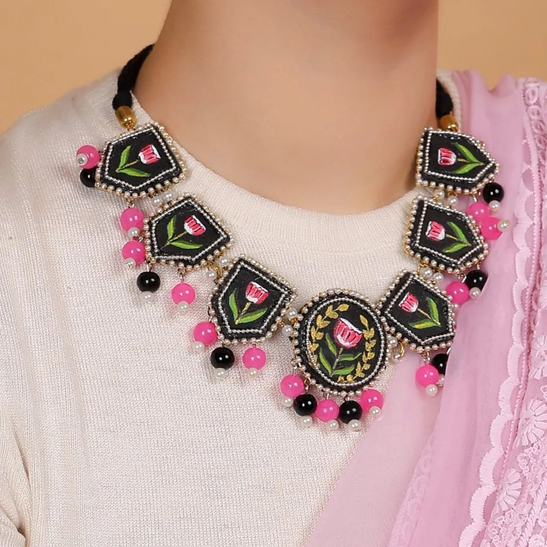 Corsen Traditional Multi Color Hand Painted Drop (Necklace/Choker) HP-NP-182 - KHOJ.CITY