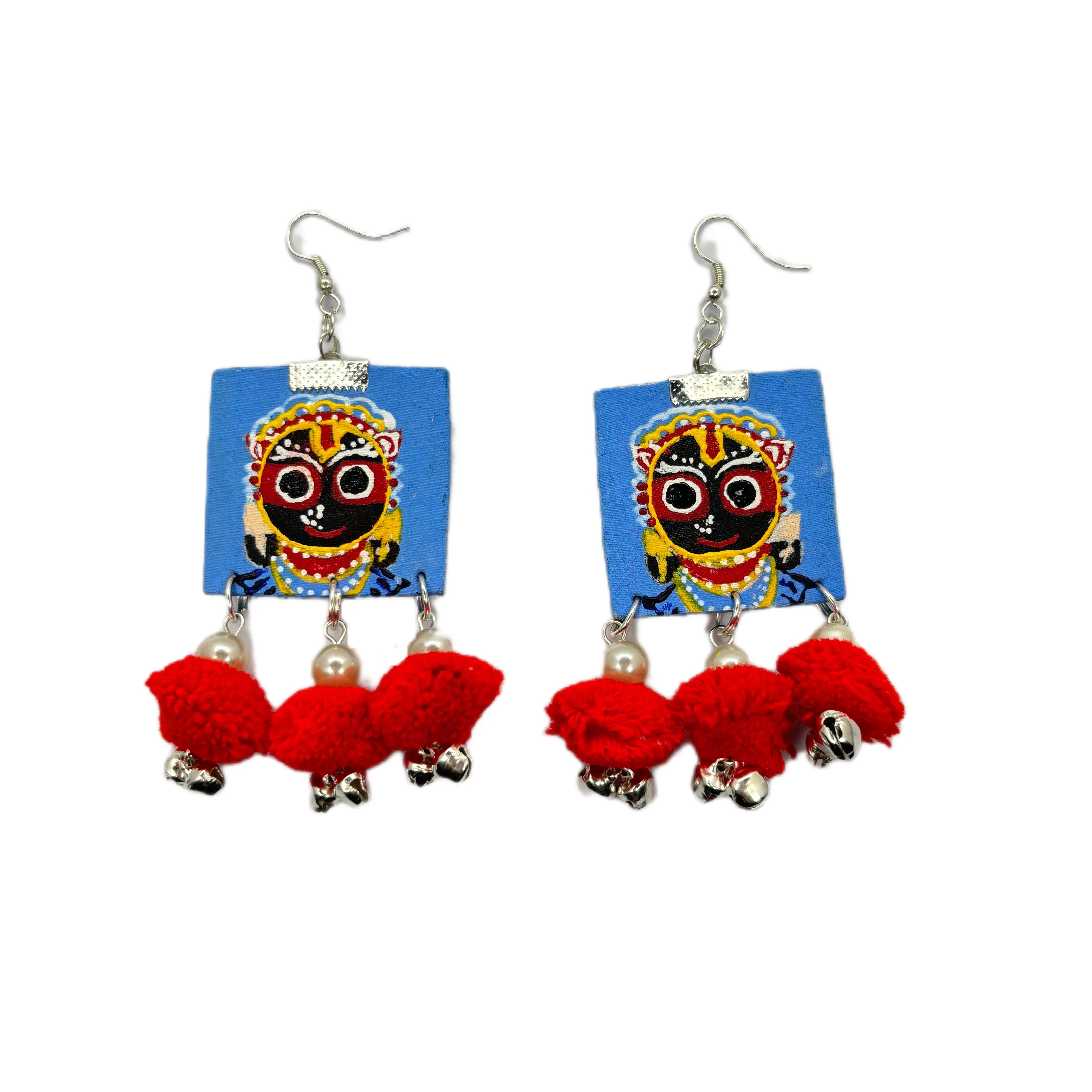 Damu Jagannath Traditional Multi Color Hand Painted Drop (Earrings) HP-ER-163 - KHOJ.CITY