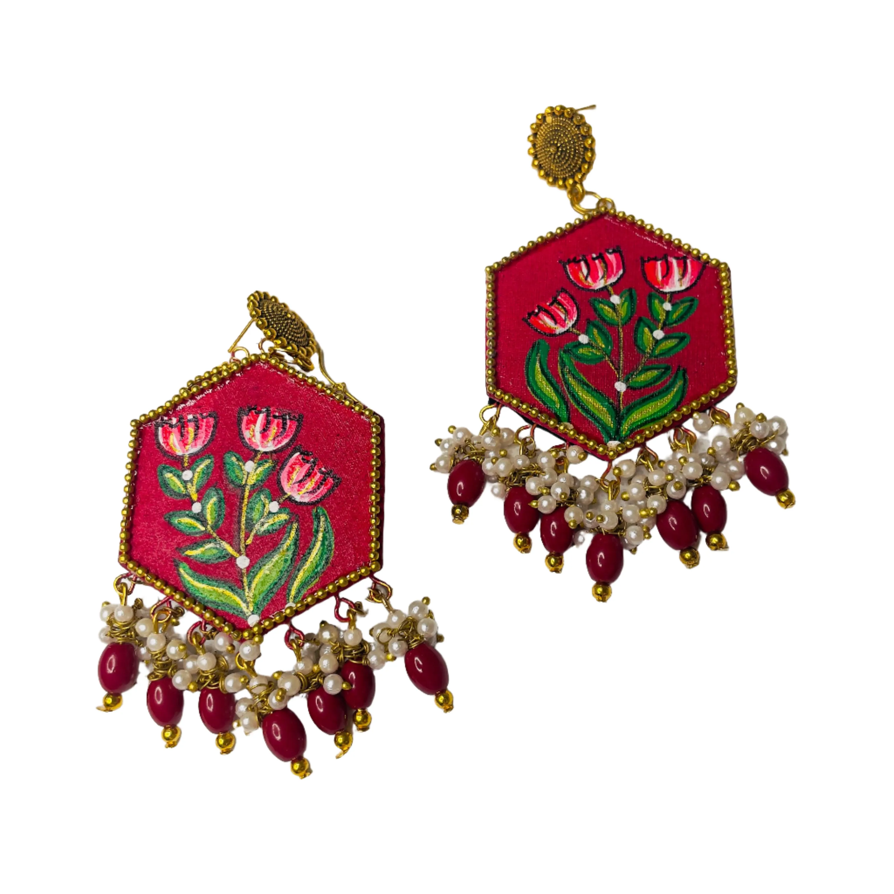 Cherry Hand Painted Drop (Earrings) HP-ER-052 - KHOJ.CITY